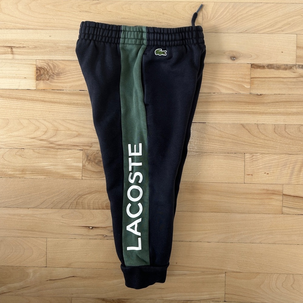 Lacoste Toddler Joggers 3T Blue Green Logo Sweatpants Elastic Waist Athletic